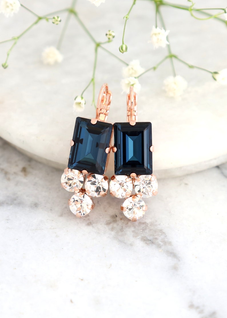 Navy blue drop earrings Outlet