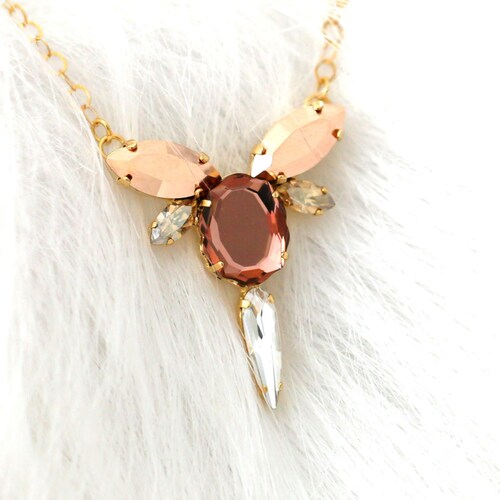 Blush Rose Necklace Bridal Blush Gold 