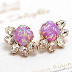 Opal Ohrringe, Rosa Opal Ohrringe, Brautjungfern Ohrringe, Weihnachtsgeschenk, Rosa Opal Kristall Ohrstecker, Geschenk für sie, Rosa Kristall Ohrstecker