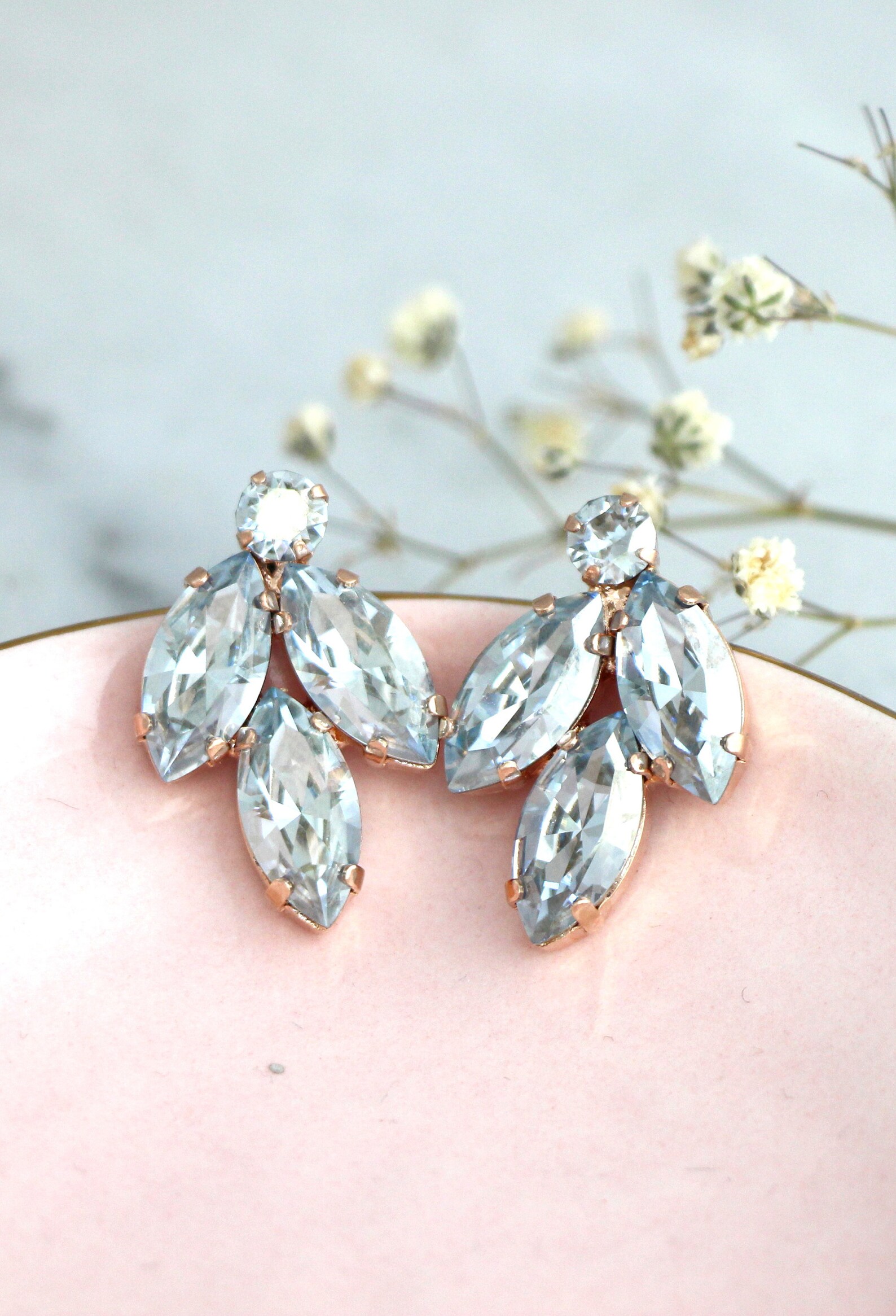 Dusty Blue Earrings Bridal Dust Blue Earrings Bridesmaids Etsy