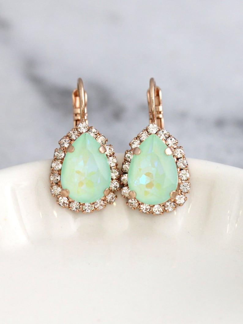 Mint Green Earrings Mint Drop Earrings Bridal Mint Earrings Etsy Israel