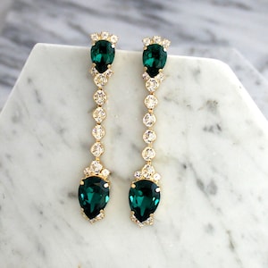 Emerald Earrings, Emerald Bridal Drop Earrings, Bridal Emerald Earrings, Crystal Emerald Chandelier Earrings, Bridal Chandelier Earrings