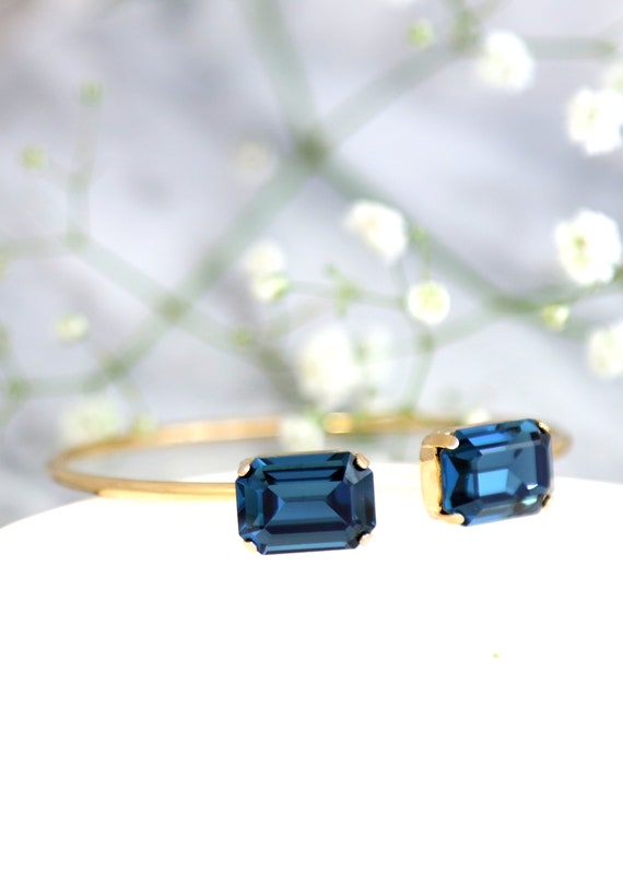 Blue Navy Crystal Bracelet Bridal Blue Crystal Bracelet Blue | Etsy