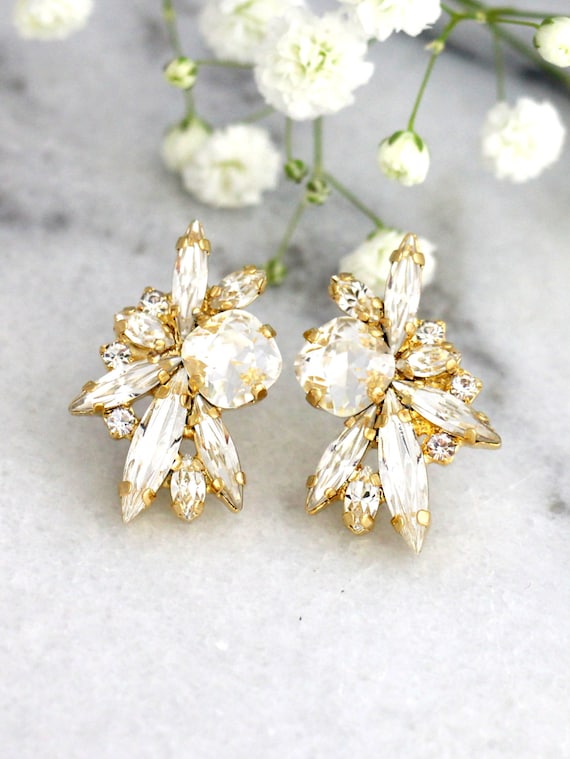 Bridal Earrings Bridal Crystal Earrings Bridal Cluster Earrings