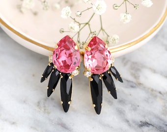 ピアス TATIANA Black Party Ribbon Year Jacket Earrings BFT167 Amazon.com: Black Rhinestone Pearl Bow Earrings for Women