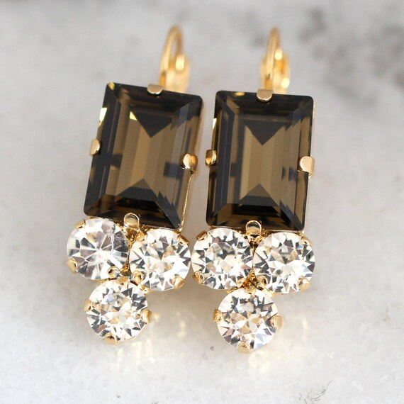 Smokey Quartz Earrings, Brown Drop Earrings, Christmas Gift