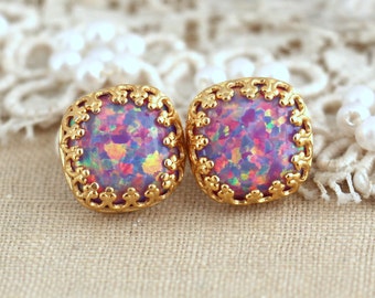 Opal earrings,Opal Stud Earrings,Gift for her,Opal Studs,Opal Jewelry,feminine earrings,Opal Gift for woman,Opal Gold Earrings,Opal Stud