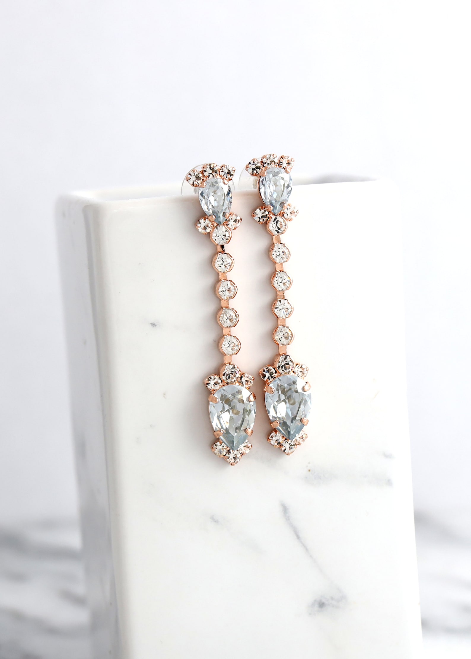 Dusty Blue Earrings Dusty Blue Bridal Drop Earrings Bridal Etsy