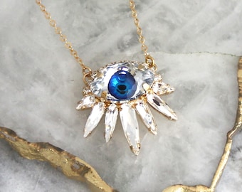 Auge Halskette, Evil Eye Halskette, Evil Eye Schmuck, Blaues Auge Halskette, Schutz Halskette, Geschenk für sie, Talisman Gold Eye Halskette