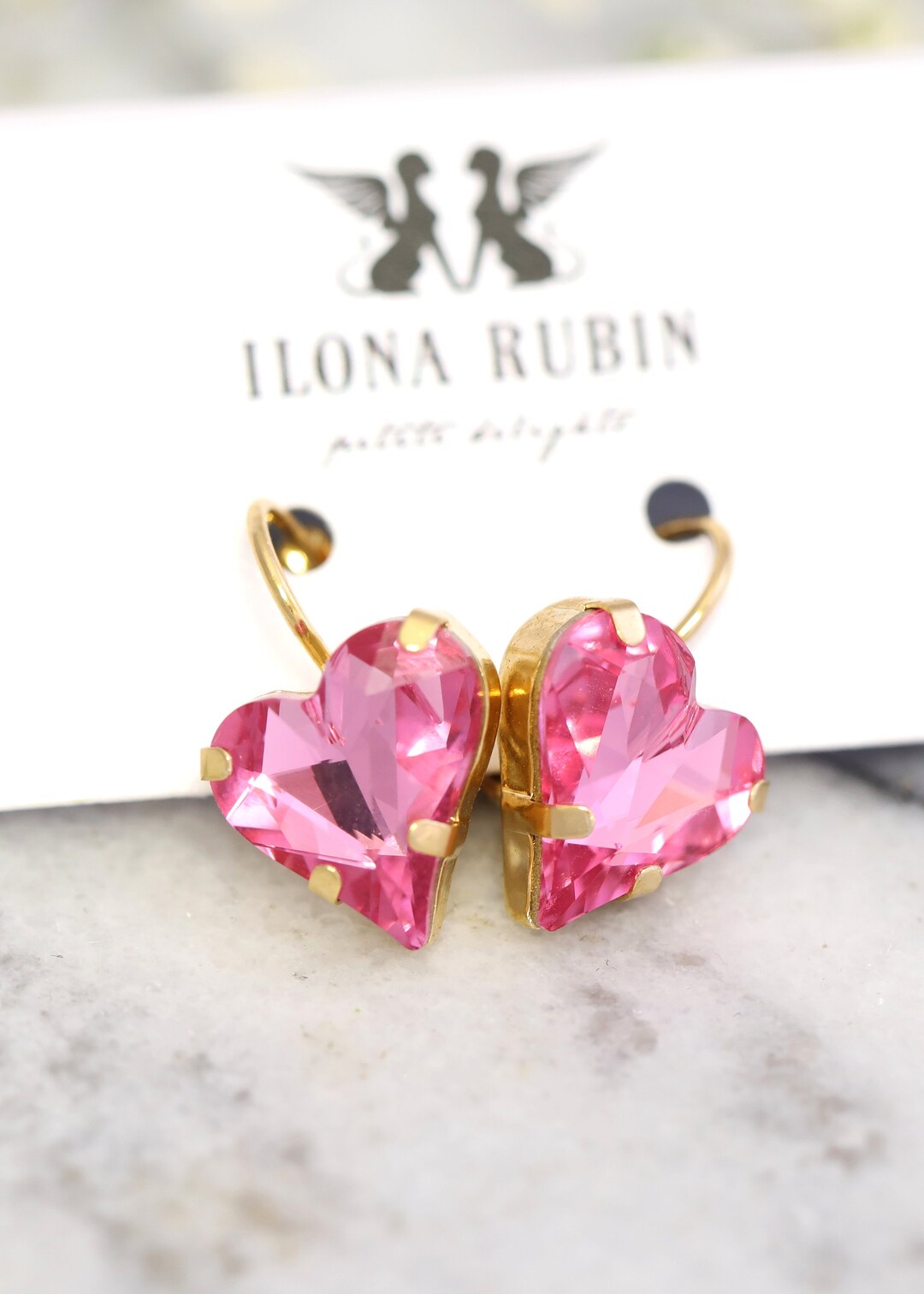 Pink Drop Earrings, Heart Drop Earrings, Gift for Her, Valentines Gift ...