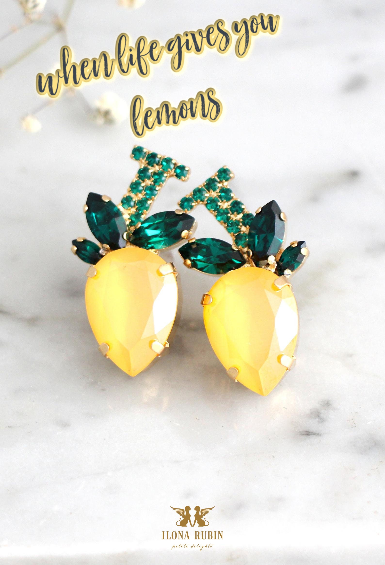 Lemon Earrings Yellow Lemon Earrings Tropical Earrings Etsy