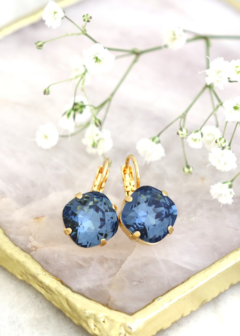 Blue Navy Earrings, Blue Navy Drop Earrings, Dark Blue Drop Earrings, Bridesmaids Earrings, Everyday Blue Earrings, Blue Navy Drop Earrings image 5