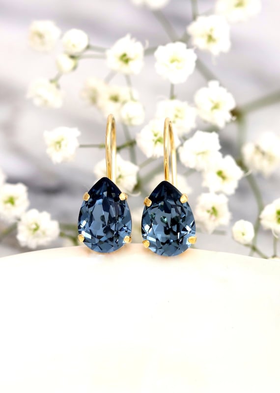 Navy drop earrings sale