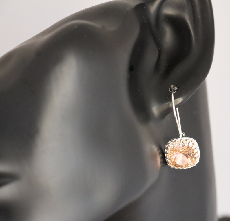 Silver Blush Pink Drop Earrings Swarovski Earrings Wedding Etsy