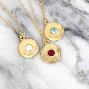 Spiritual Jewelry, Personalized Birthstone Necklace, Yoga Jewelry, Gift For Woman, Christmas Gift For Mom, Gold Coin Necklace, Yoga Necklace image 1