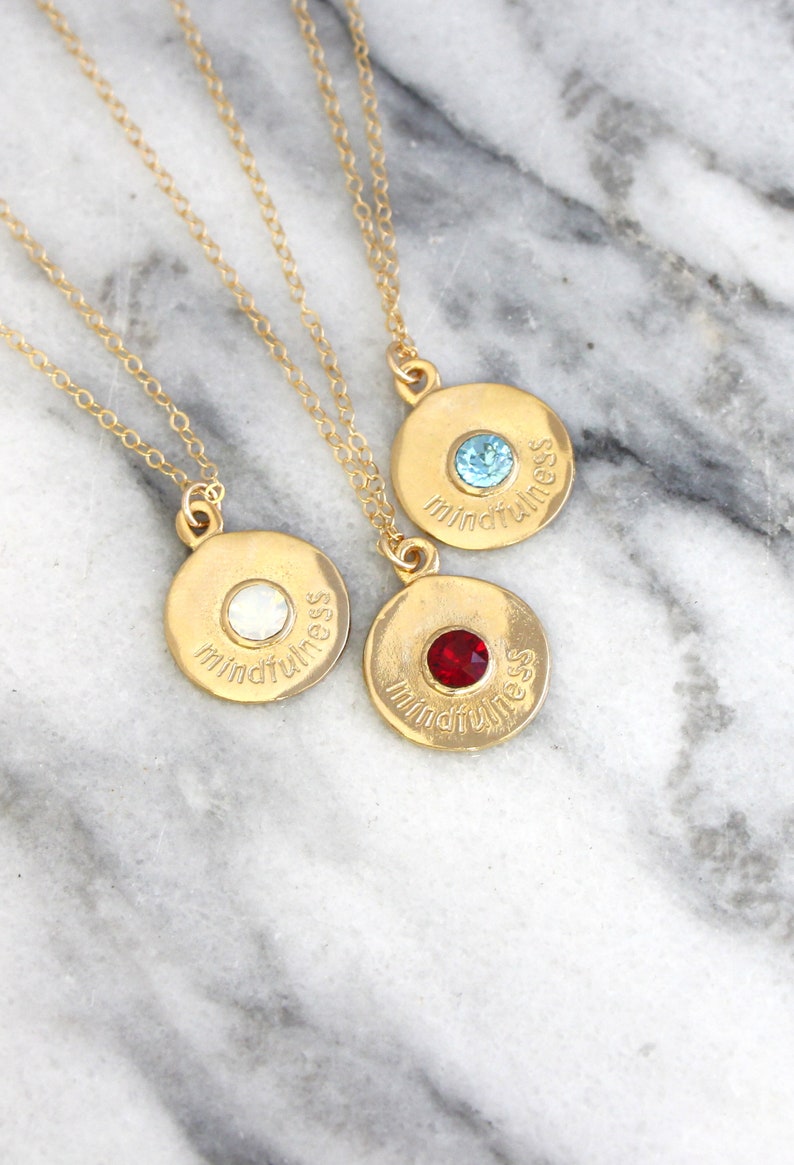 Spiritual Jewelry, Personalized Birthstone Necklace, Yoga Jewelry, Gift For Woman, Christmas Gift For Mom, Gold Coin Necklace, Yoga Necklace image 1