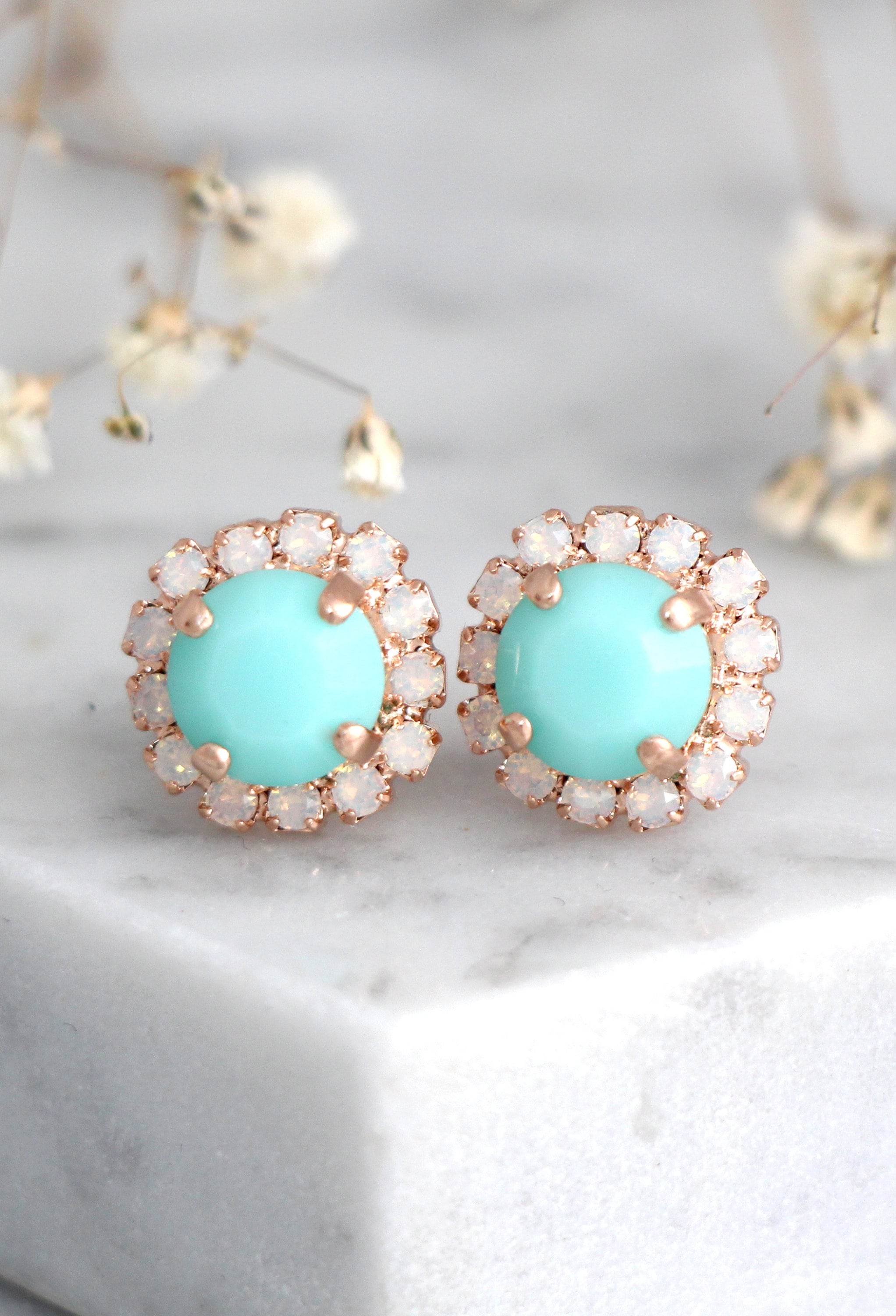 Mint Earrings Mint Stud Earrings Bridesmaids Mint Earrings Etsy