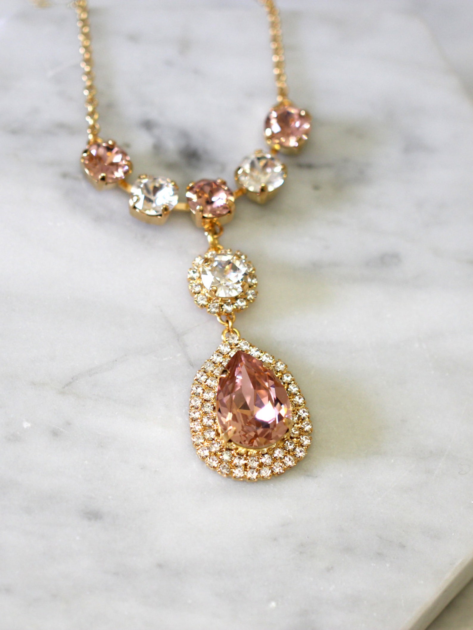 Blush Necklace Bridal Necklace Bridal Blush Necklace Blush Etsy Israel