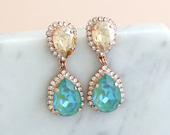 Green Chandelier Earrings, Emerald Green Earrings, Mint Green Drop Earrings, Sage Green Drop Crystal Earrings, Emerald Bridal Earrings