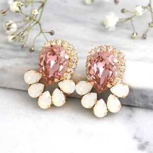 Blush Pink Earrings Bridal Blush Earrings Blush Crystal - Etsy