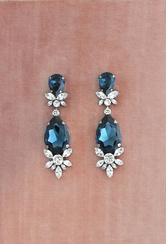Navy blue clearance statement earrings