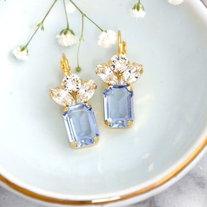 Light Sapphire Crystal Drop Bridal Earrings, Light Blue Drop Earrings, Aquamarine Crystal Drop Earrings, Gift For Her, Bridal Blue Earrings image 1