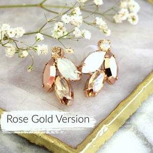 Clip On Earrings, Rose Gold Clip On Earrings, Bridal Rose Gold Earrings, Bridal Earrings, Silver Clip Earrings, Bridesmaids Clip On Earrings image 3