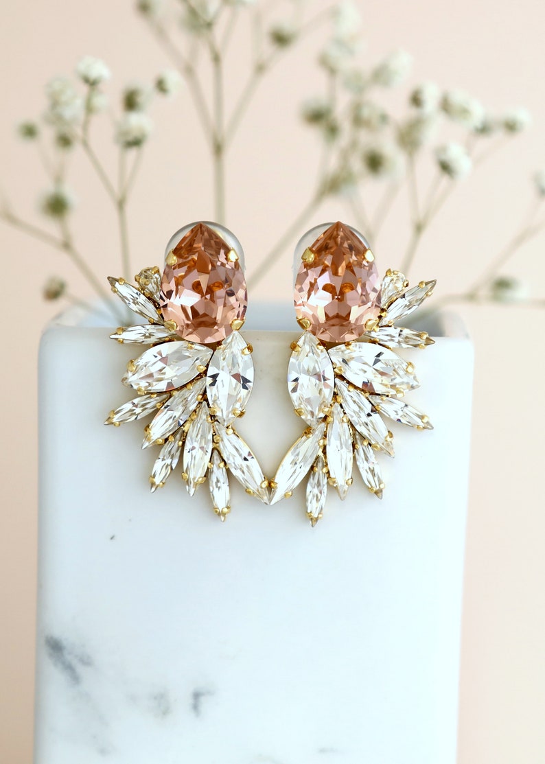 Blush Statement Earrings Bridal Blush Clip On Earrings Etsy