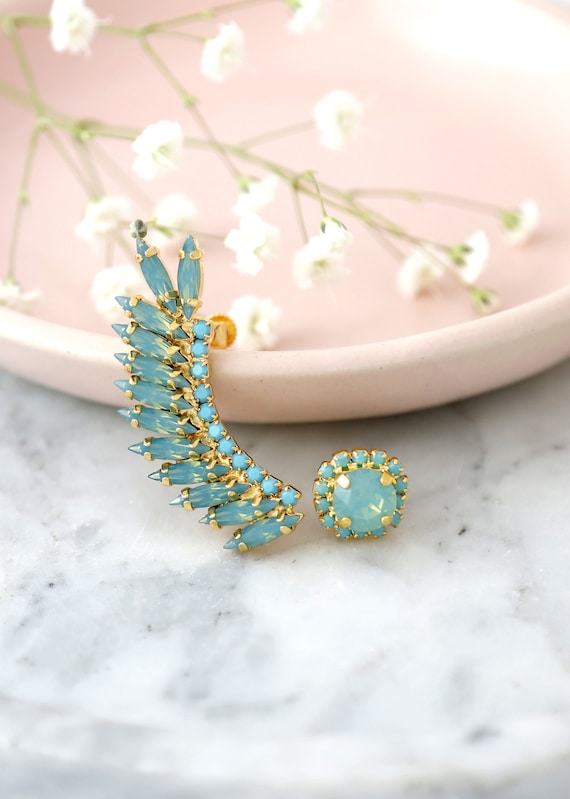 Crystal ear crawler earrings clearance