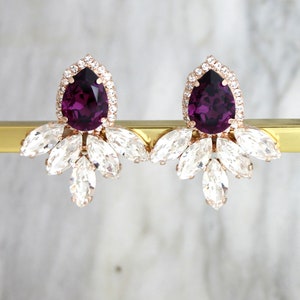 Purple Earrings, Purple Amethyst Crystal Earrings, Bridal Purple Crystal Earrings, Purple Statement Earrings, Gift For Her, Violet Earrings