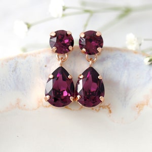 Mulberry Crystal Chandelier Earrings, Bridal Plum Purple Chandelier Earrings, Bridesmaids Earrings, Drop Earrings, Gift For Her image 1