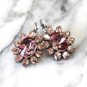 Blush Pink Earrings, Bridal Blush Earrings, Bridal Antique Pink Earrings, Bridal Blush Crystal Earrings, Blush Pink Crystal Drop Earrings