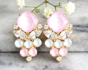 Pink Earrings, Powder Pink Earrings, Bridal Powder Pink Earrings, Pastel Earrings, Aqua Pink Earrings, Bridesmaids Earrings, Gift For Woman
