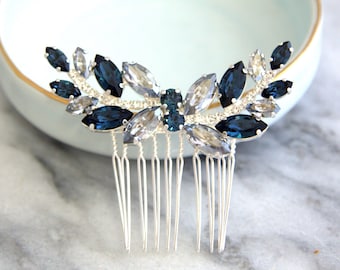 Bridal Hair Comb, Dusty Blue Bridal Hair Comb, Dusty Blue Hair comb, Hair Accessories, Gold Hair Comb, Blue Navy Bridal Silver Hair Comb