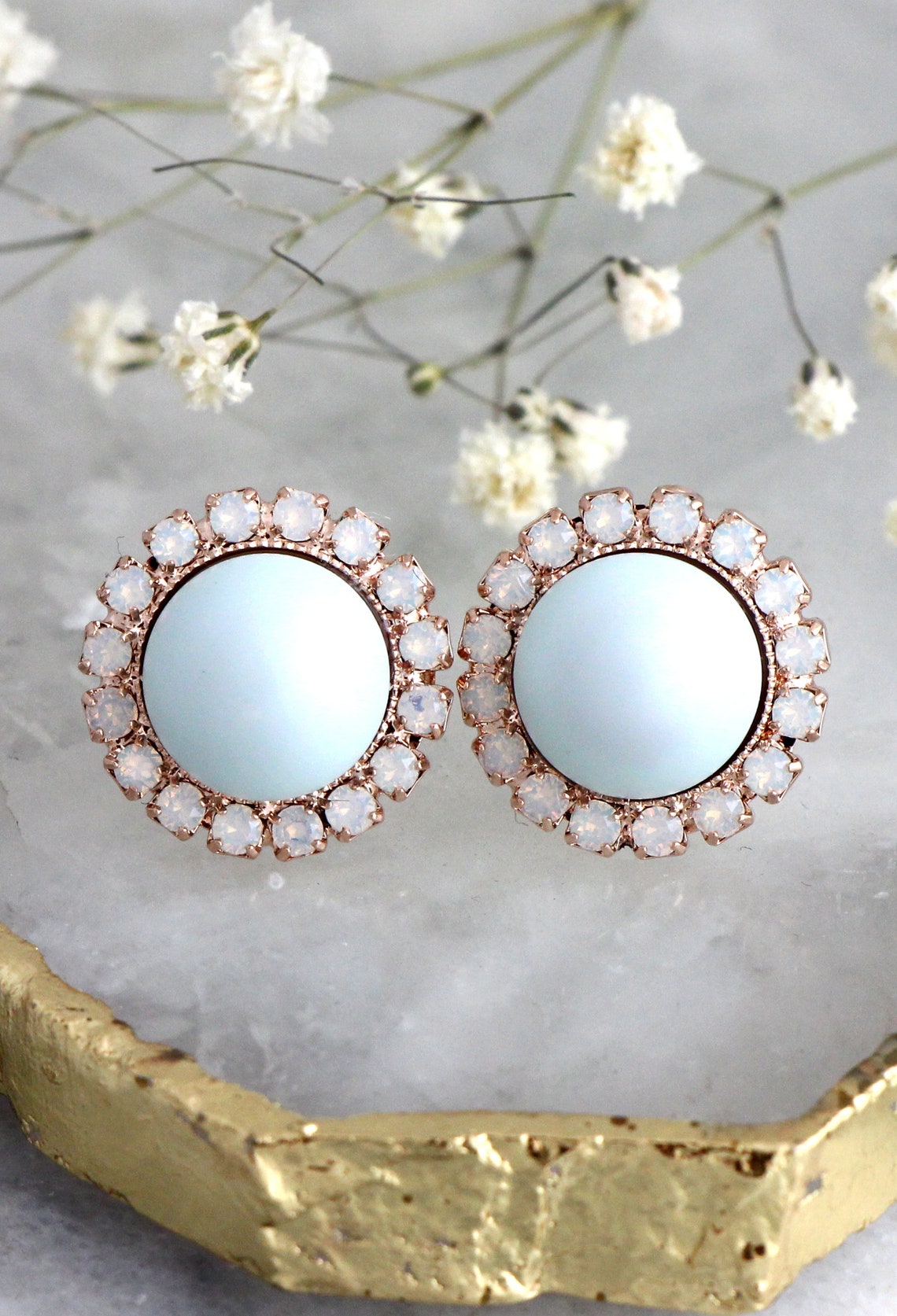 Dusty Blue Earrings Dusty Blue Studs Bridal Dusty Blue Etsy