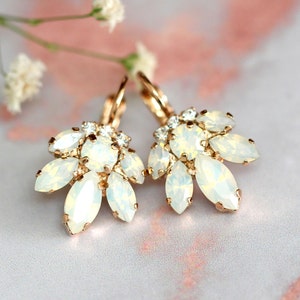 Bridal Opal Earrings, Crystal Drop Opal Earrings, Bridal Cluster Earrings, Drop Earrings, Opal Bridal Drop Earrings, Bridesmaids Earrings image 5