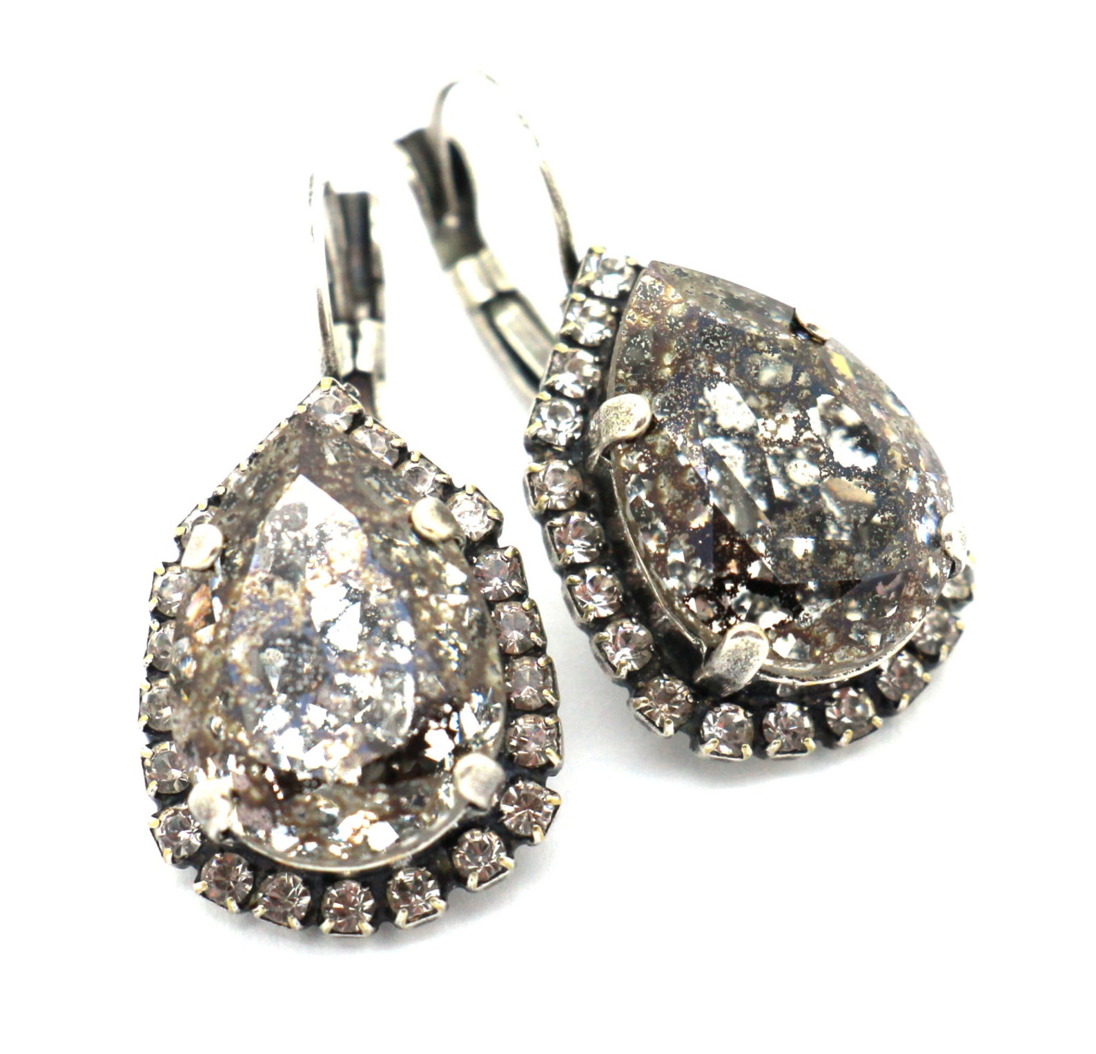 Gray Drop Earrings Smokey Gray Drop Earringsswarovski Gray Etsy Israel