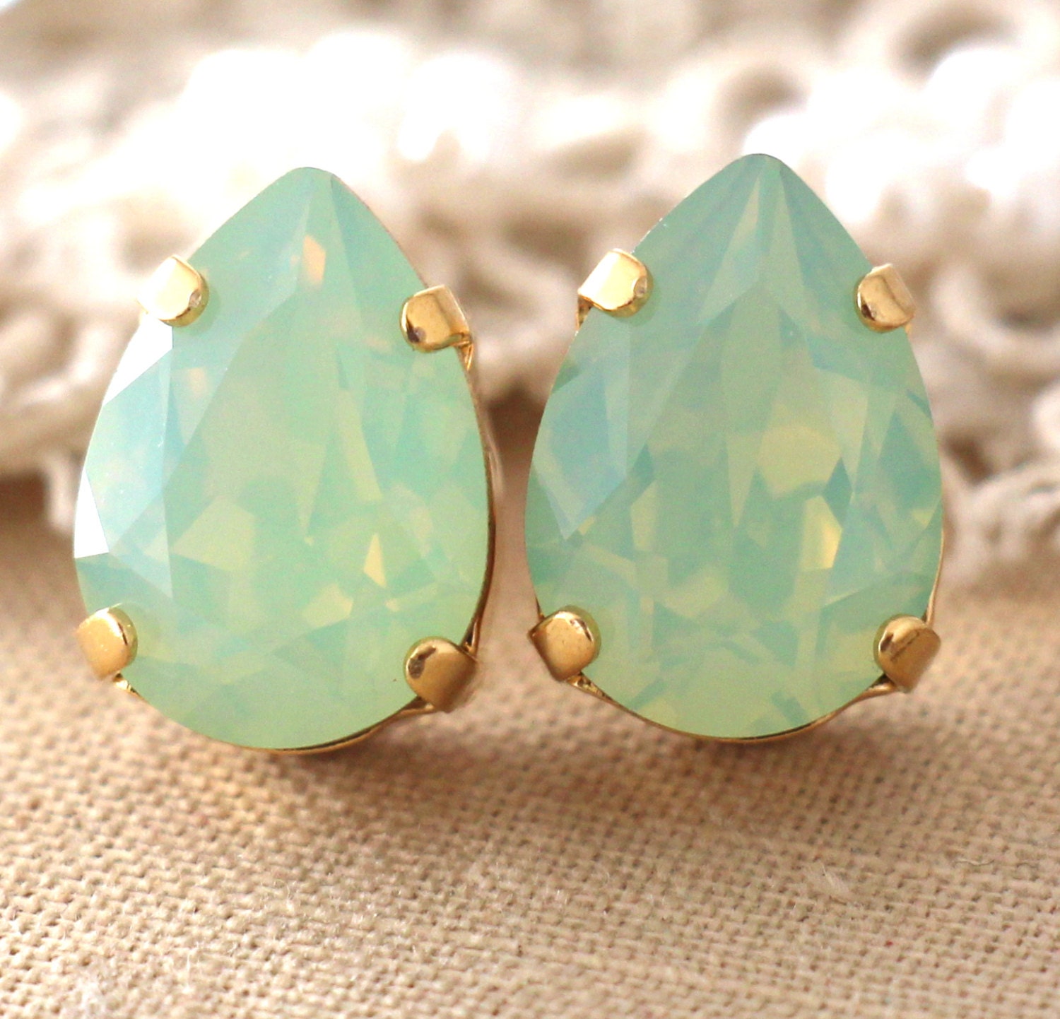 Silver And Gem Stone Green Fire Opal Earring #8 Silver And Gem Stone Green Fire Opal Earring