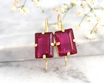 Pink Earrings, Fuchsia Pink Earrings, Dark Fuchsia Drop Earrings, Dark Pink Drop Earrings, Bridesmaids Earrings, Magenta Drop Earrings