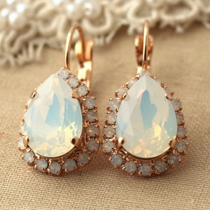 Opal Drop Earrings, Bridal Opal Earrings, White Opal Drop Earrings, Opal Dangle Earrings, Bridal White Opal Earrings, Bridesmaids Earrings image 3