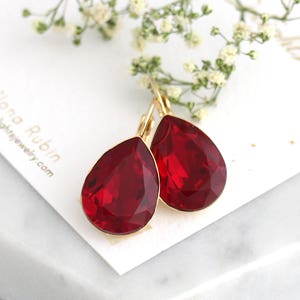 Christmas Gift For Her, Red Earrings, Red Burgundy Earrings, Red Drop Earrings, Red Ruby Earrings, Bridesmaids Red Earrings, Gift For Her
