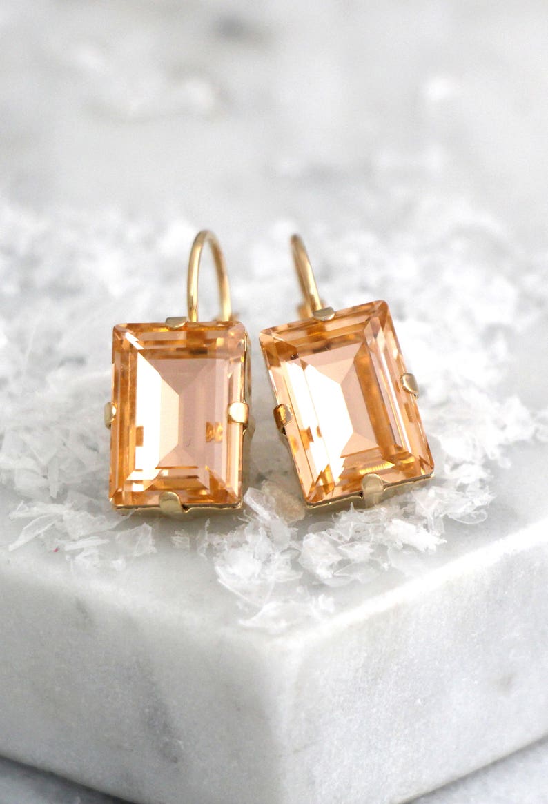 Peach Earrings Peach Drop Earrings Bridal Peach Dangle Etsy