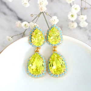 Citrus Green Chandelier Earrings, Lime Green Earrings, Green Turquoise Earrings, Green Chandelier Earrings, Citrus Green LONG Earrings image 9