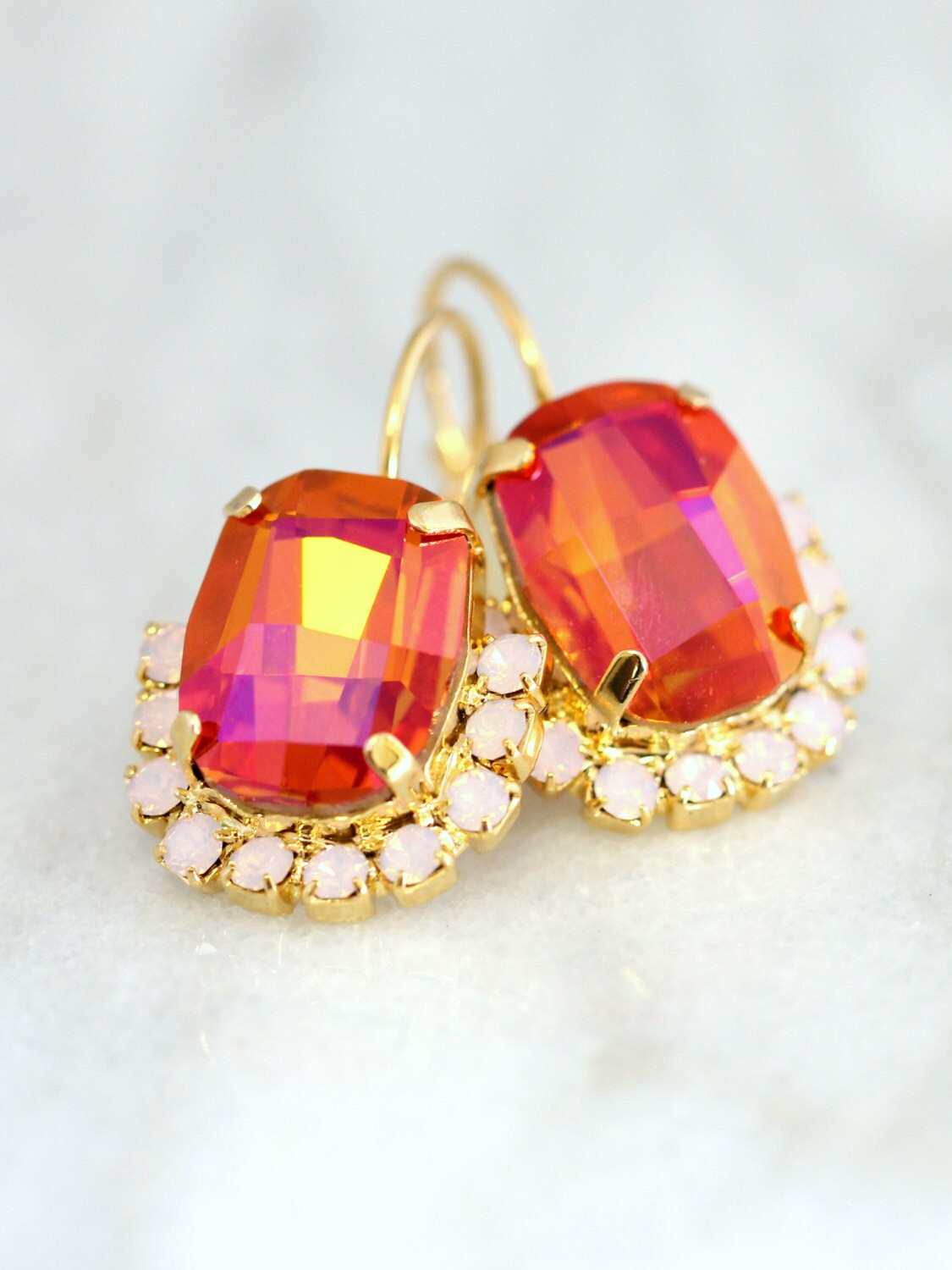 Orange EarringsOrange Drop EarringsSwarovski Orange Drop Etsy