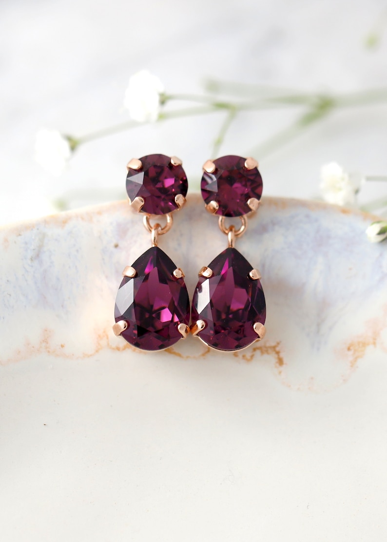 Mulberry Crystal Chandelier Earrings, Bridal Plum Purple Chandelier Earrings, Bridesmaids Earrings, Drop Earrings, Gift For Her image 9