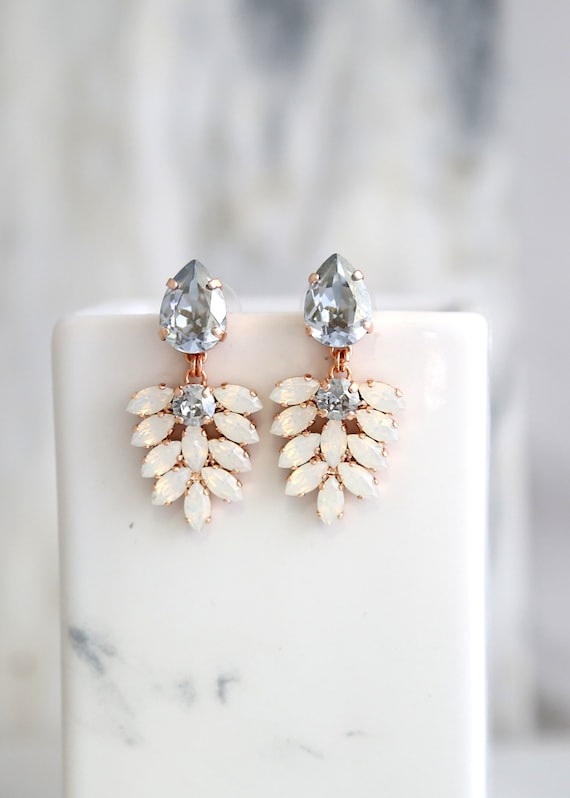 Dusty Blue Earrings Dusty Blue Drop Earrings Bridal Earrings