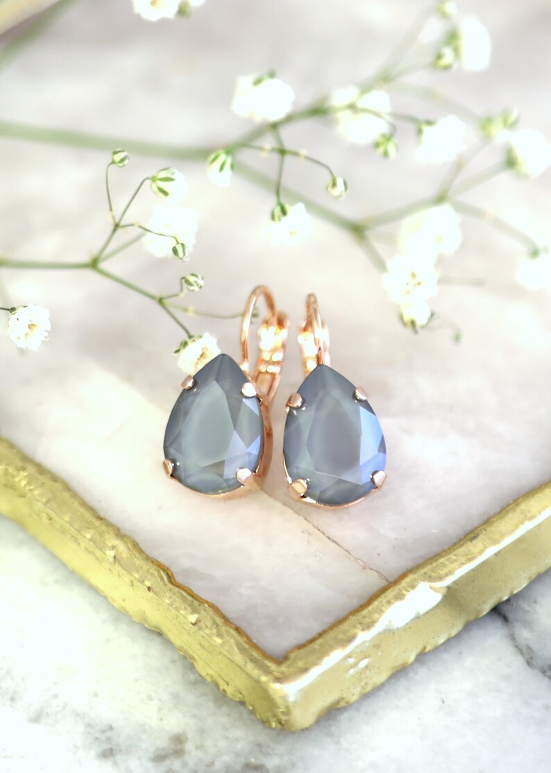 Davis Drop Earrings Gray Illusion Gold Earrings