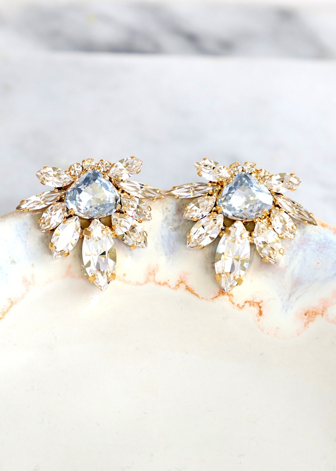 Dusty Blue Earrings, Bridal Dusty Blue Earrings, Something Blue Jewelry