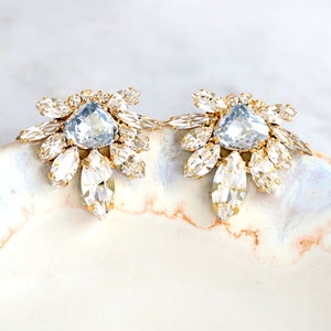 Dusty Blue Earrings, Bridal Dusty Blue Earrings, Something Blue Jewelry, Light Blue Earrings, Bridal Crystal Blue Earrings, Dusty Blue Studs
