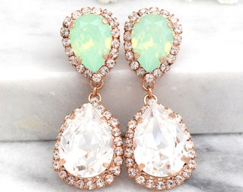 Green Mint Chandelier earrings, Bridal Mint Green Opal earrings, GREEN Sage Chandelier Drop Earrings, Light Green Chandelier earrings.